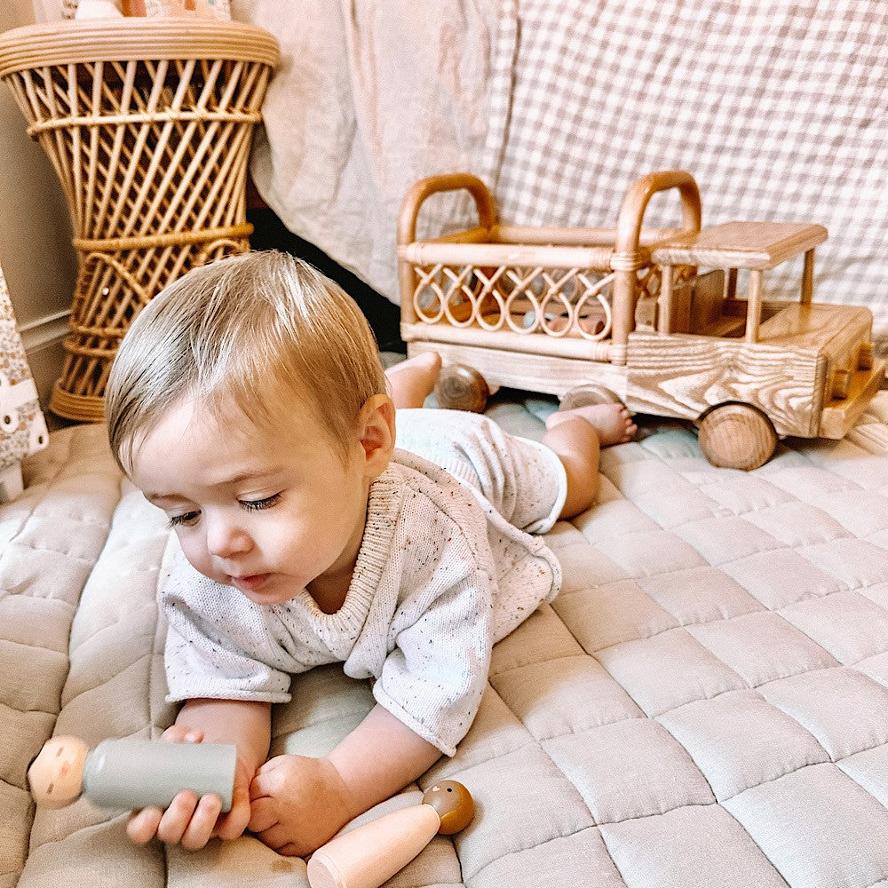 Large Rattan and Wooden Truck by Lily Sprout Collection - Lily Sprout Collection