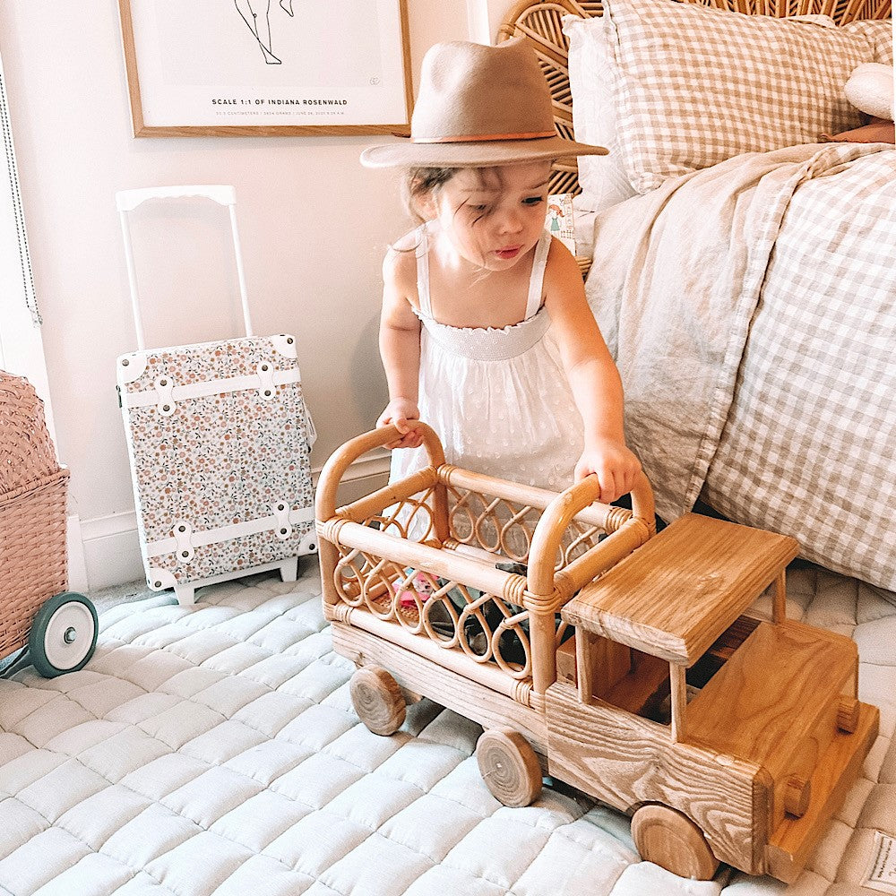 Large Rattan and Wooden Truck by Lily Sprout Collection - Lily Sprout Collection