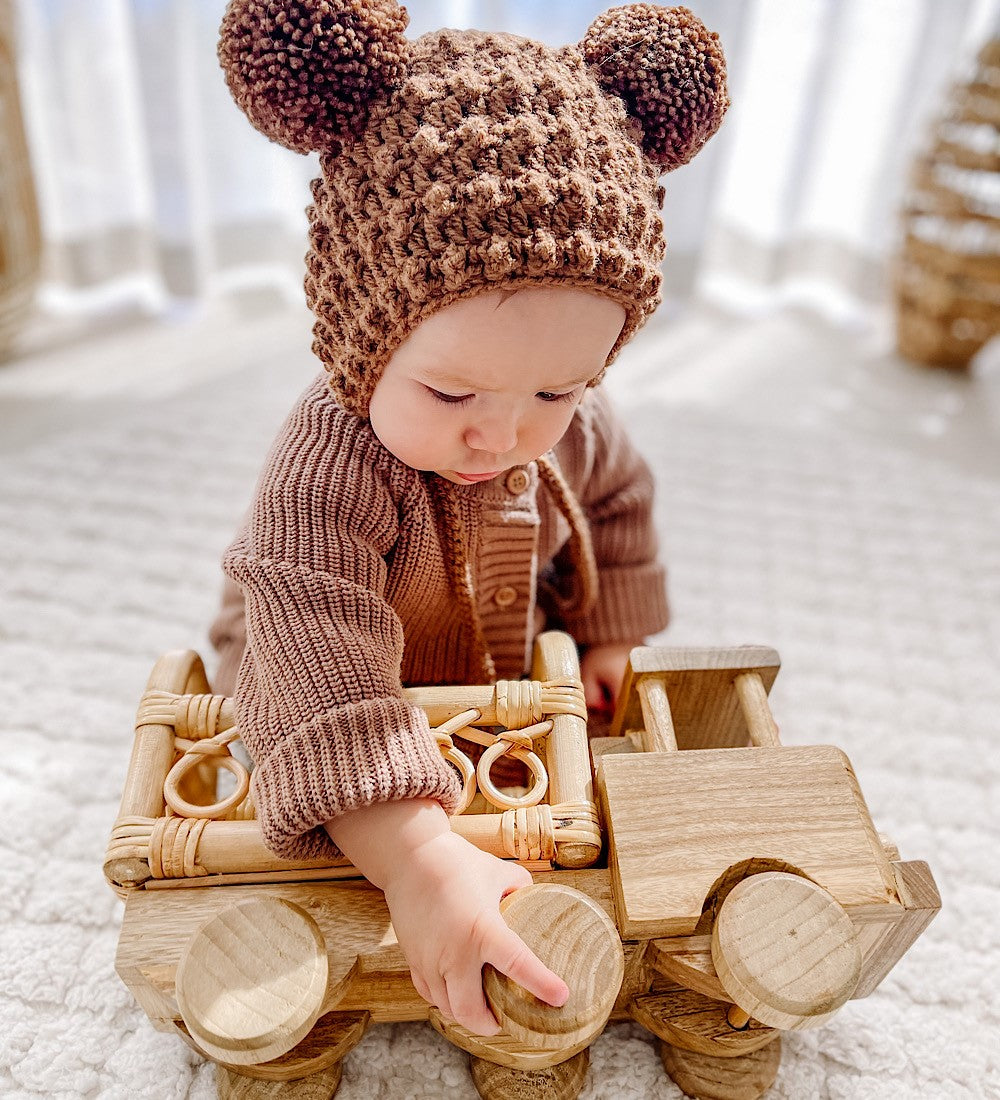 Small Rattan and Wooden Truck | Lily Sprout Collection