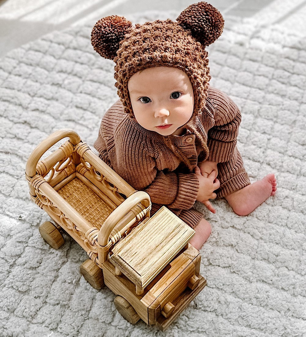 Small Rattan and Wooden Truck | Lily Sprout Collection