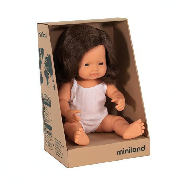 Brunette Baby Doll Girl 38 cm by Miniland - Lily Sprout Collection
