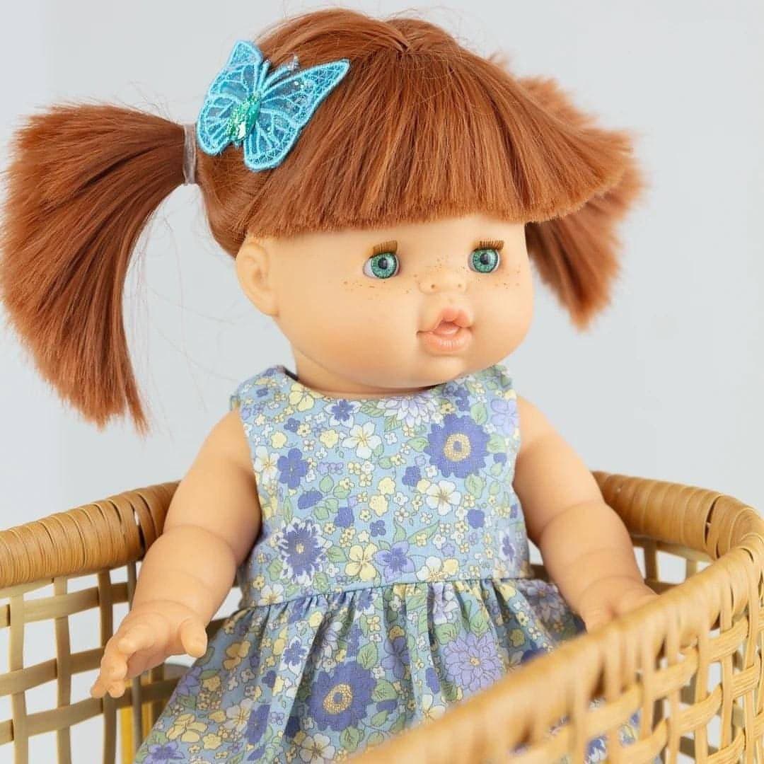 The Wacky Wardrobe - Blue Flower Dolls Dress - Lily Sprout Collection